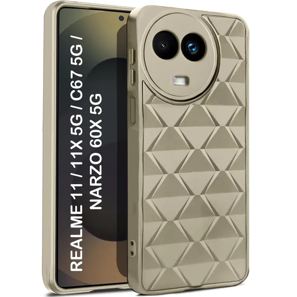 TRUEUPGRADE_Diamond_Cut-Out_Back_Case_Cover_for_Realme_11_/_11X_5G_/_C67_5G_/_Narzo_60X_5G_|_Stylish_&_Protective_Case_|_Silicone_Stylish_Back_Case_for_Realme_11_-_Grey
