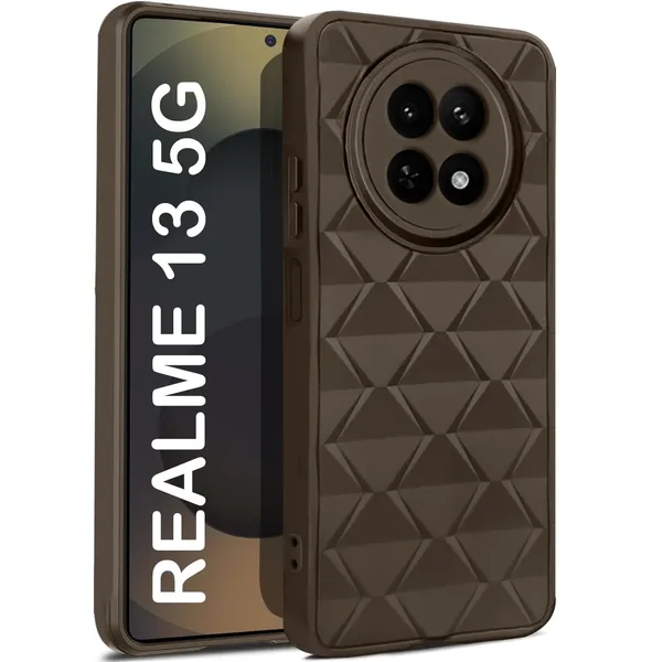 TRUEUPGRADE_Diamond_Cut-Out_Back_Case_Cover_for_Realme_13_5G_|_Stylish_&_Protective_Case_|_Silicone_Stylish_Back_Case_for_Realme_13_5G_-_Brown