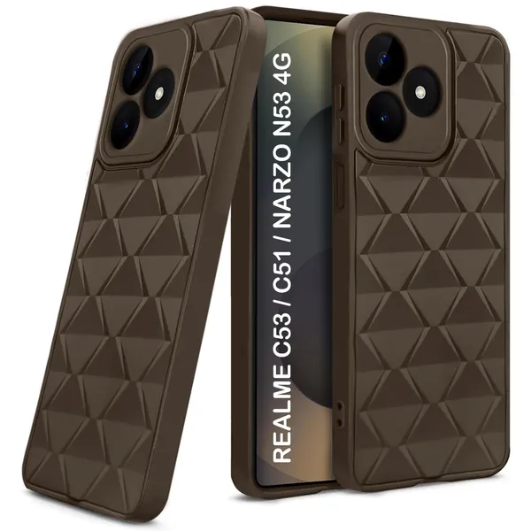 TRUEUPGRADE_Diamond_Cut-Out_Back_Case_Cover_for_Realme_Narzo_N53_/_Realme_C53_/_Realme_C51_|_Stylish_&_Protective_Case_|_Silicone_Stylish_Back_Case_forRealme_Narzo_N53_-_Brown