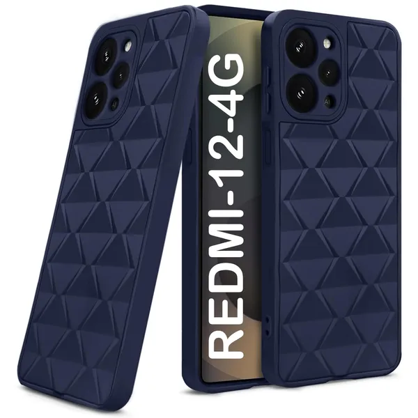 TRUEUPGRADE_Diamond_Cut-Out_Back_Case_Cover_for_Mi_Redmi_12_4G_|_Stylish_&_Protective_Case_|_Silicone_Stylish_Back_Case_for_Mi_Redmi_12_4G_-_Blue