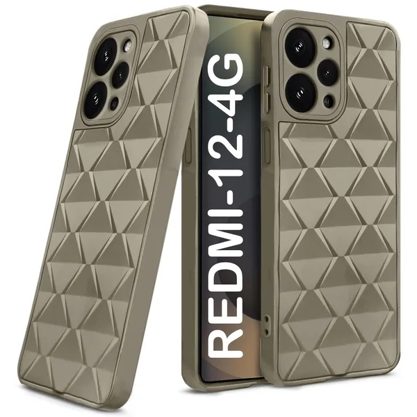 TRUEUPGRADE_Diamond_Cut-Out_Back_Case_Cover_for_Mi_Redmi_12_4G_|_Stylish_&_Protective_Case_|_Silicone_Stylish_Back_Case_for_Mi_Redmi_12_4G_-_Cream