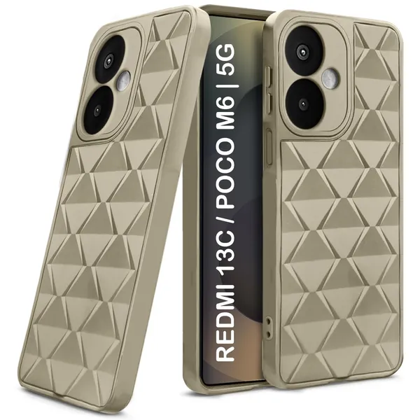 TRUEUPGRADE_Diamond_Cut-Out_Back_Case_Cover_for_Mi_Redmi_13C_5G_|_Stylish_&_Protective_Case_|_Silicone_Stylish_Back_Case_for_Mi_Redmi_13C_5G_-_Cream