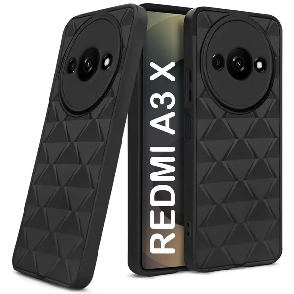 TRUEUPGRADE_Diamond_Cut-Out_Back_Case_Cover_for_Mi_Redmi_A3_|_Redmi_A3X_|_Stylish_&_Protective_Case_|_Silicone_Stylish_Back_Case_for_Mi_Redmi_A3_|_Redmi_A3X_-_Black