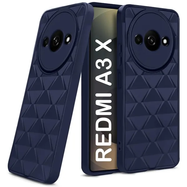 TRUEUPGRADE_Diamond_Cut-Out_Back_Case_Cover_for_Mi_Redmi_A3_|_Redmi_A3X_|_Stylish_&_Protective_Case_|_Silicone_Stylish_Back_Case_for_Mi_Redmi_A3_|_Redmi_A3X_-_Blue