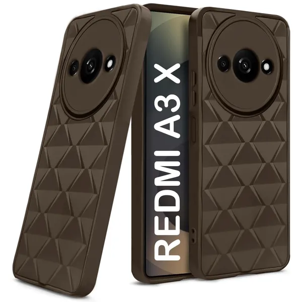 TRUEUPGRADE_Diamond_Cut-Out_Back_Case_Cover_for_Mi_Redmi_A3_|_Redmi_A3X_|_Stylish_&_Protective_Case_|_Silicone_Stylish_Back_Case_for_Mi_Redmi_A3_|_Redmi_A3X_-_Brown