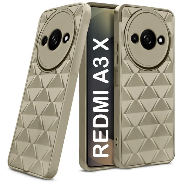 TRUEUPGRADE_Diamond_Cut-Out_Back_Case_Cover_for_Mi_Redmi_A3_|_Redmi_A3X_|_Stylish_&_Protective_Case_|_Silicone_Stylish_Back_Case_for_Mi_Redmi_A3_|_Redmi_A3X_-_Cream