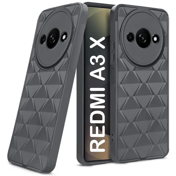 TRUEUPGRADE_Diamond_Cut-Out_Back_Case_Cover_for_Mi_Redmi_A3_|_Redmi_A3X_|_Stylish_&_Protective_Case_|_Silicone_Stylish_Back_Case_for_Mi_Redmi_A3_|_Redmi_A3X_-_Grey