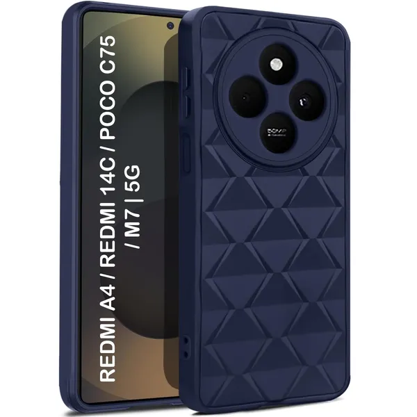 TRUEUPGRADE_Diamond_Cut-Out_Back_Case_Cover_for_Redmi_A4_5G_|_Poco_C75_5G_|_Stylish_&_Protective_Case_|_Silicone_Stylish_Back_Case_for_Redmi_A4_5G_|_Poco_C75_5G_-_Blue