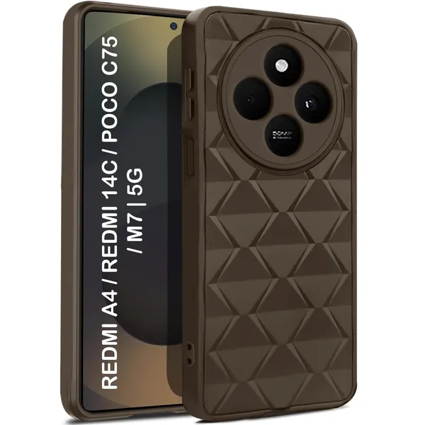 TRUEUPGRADE_Diamond_Cut-Out_Back_Case_Cover_for_Redmi_A4_5G_|_Poco_C75_5G_|_Stylish_&_Protective_Case_|_Silicone_Stylish_Back_Case_for_Redmi_A4_5G_|_Poco_C75_5G_-_Brown