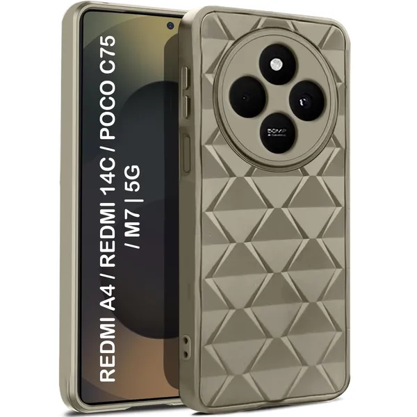 TRUEUPGRADE_Diamond_Cut-Out_Back_Case_Cover_for_Redmi_A4_5G_|_Poco_C75_5G_|_Stylish_&_Protective_Case_|_Silicone_Stylish_Back_Case_for_Redmi_A4_5G_|_Poco_C75_5G_-_Cream