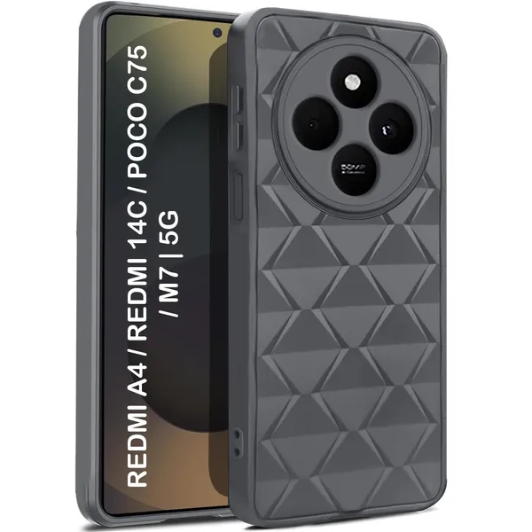 TRUEUPGRADE_Diamond_Cut-Out_Back_Case_Cover_for_Redmi_A4_5G_|_Poco_C75_5G_|_Stylish_&_Protective_Case_|_Silicone_Stylish_Back_Case_for_Redmi_A4_5G_|_Poco_C75_5G_-_Grey