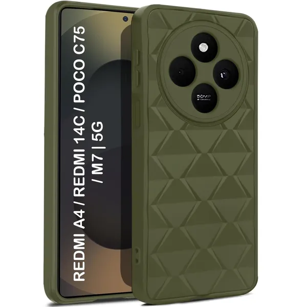 TRUEUPGRADE_Diamond_Cut-Out_Back_Case_Cover_for_Redmi_A4_5G_|_Poco_C75_5G_|_Stylish_&_Protective_Case_|_Silicone_Stylish_Back_Case_for_Redmi_A4_5G_|_Poco_C75_5G_-_Military_Green