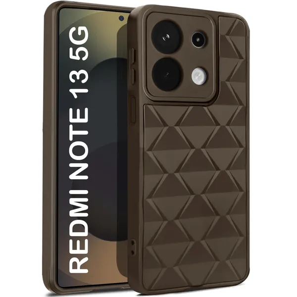 TRUEUPGRADE_Diamond_Cut-Out_Back_Case_Cover_for_Mi_Redmi_Note_13_5G_|_Stylish_&_Protective_Case_|_Silicone_Stylish_Back_Case_for_Mi_Redmi_Note_13_5G_-_Brown