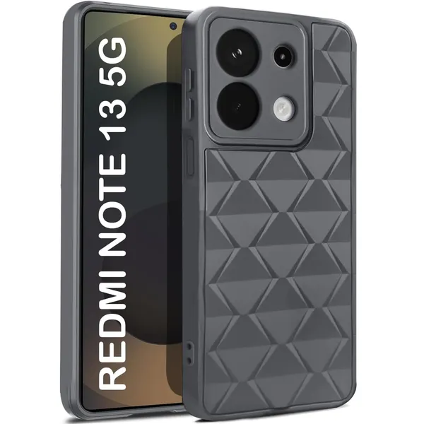TRUEUPGRADE_Diamond_Cut-Out_Back_Case_Cover_for_Mi_Redmi_Note_13_5G_|_Stylish_&_Protective_Case_|_Silicone_Stylish_Back_Case_for_Mi_Redmi_Note_13_5G_-_Grey
