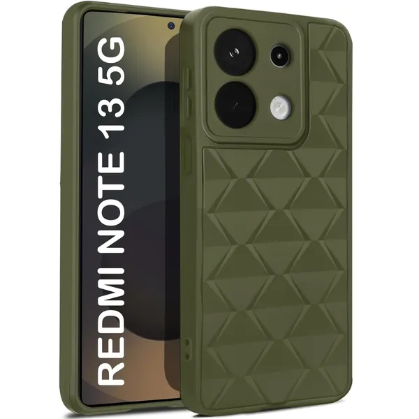 TRUEUPGRADE_Diamond_Cut-Out_Back_Case_Cover_for_Mi_Redmi_Note_13_5G_|_Stylish_&_Protective_Case_|_Silicone_Stylish_Back_Case_for_Mi_Redmi_Note_13_5G_-_Military_Green