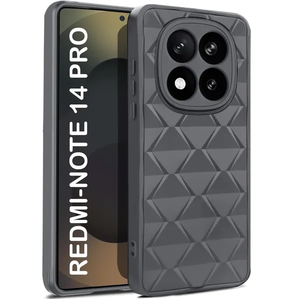 TRUEUPGRADE_Diamond_Cut-Out_Back_Case_Cover_for_Mi_Redmi_Note_14_Pro_5G_|_Stylish_&_Protective_Case_|_Silicone_Stylish_Back_Case_for_Mi_Redmi_Note_14_Pro_5G_-_Grey