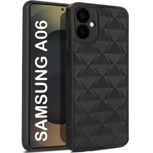 TRUEUPGRADE_Diamond_Cut-Out_Back_Case_Cover_for_Samsung_Galaxy_A06_(4G)_|_Stylish_&_Protective_Case_|_Silicone_Stylish_Back_Case_for_Samsung_Galaxy_A06_(4G)_-_Black