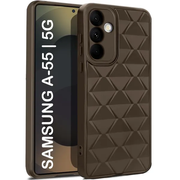 TRUEUPGRADE_Diamond_Cut-Out_Back_Case_Cover_for_Samsung_Galaxy_A15_5G_|_Stylish_&_Protective_Case_|_Silicone_Stylish_Back_Case_for_Samsung_Galaxy_A15_5G_-_Brown