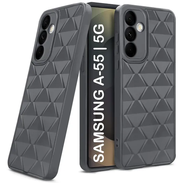 TRUEUPGRADE_Diamond_Cut-Out_Back_Case_Cover_for_Samsung_Galaxy_A15_5G_|_Stylish_&_Protective_Case_|_Silicone_Stylish_Back_Case_for_Samsung_Galaxy_A15_5G_-_Grey
