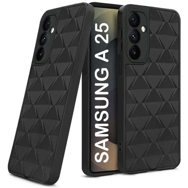 TRUEUPGRADE_Diamond_Cut-Out_Back_Case_Cover_for_Samsung_Galaxy_A25_5G_|_Stylish_&_Protective_Case_|_Silicone_Stylish_Back_Case_for_Samsung_Galaxy_A25_5G_-_Black