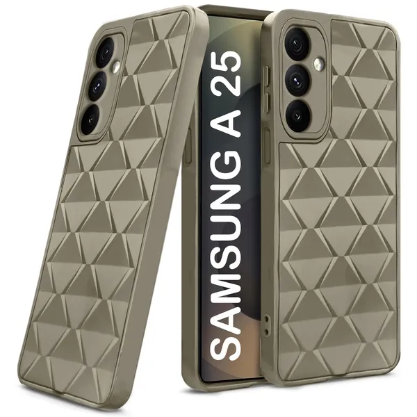 TRUEUPGRADE_Diamond_Cut-Out_Back_Case_Cover_for_Samsung_Galaxy_A25_5G_|_Stylish_&_Protective_Case_|_Silicone_Stylish_Back_Case_for_Samsung_Galaxy_A25_5G_-_Cream