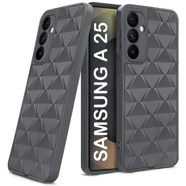 TRUEUPGRADE_Diamond_Cut-Out_Back_Case_Cover_for_Samsung_Galaxy_A25_5G_|_Stylish_&_Protective_Case_|_Silicone_Stylish_Back_Case_for_Samsung_Galaxy_A25_5G_-_Grey