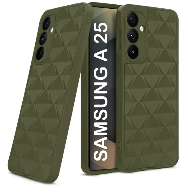 TRUEUPGRADE_Diamond_Cut-Out_Back_Case_Cover_for_Samsung_Galaxy_A25_5G_|_Stylish_&_Protective_Case_|_Silicone_Stylish_Back_Case_for_Samsung_Galaxy_A25_5G_-_Military_Green