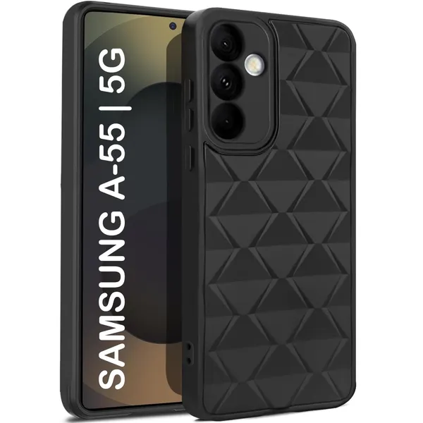 TRUEUPGRADE_Diamond_Cut-Out_Back_Case_Cover_for_Samsung_Galaxy_A55_5G_|_Stylish_&_Protective_Case_|_Silicone_Stylish_Back_Case_for_Samsung_Galaxy_A55_5G_-_Grey