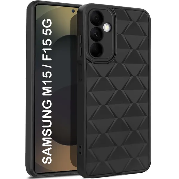 TRUEUPGRADE_Diamond_Cut-Out_Back_Case_Cover_for_Samsung_Galaxy_M15_/_F15_(5G)_|_Stylish_&_Protective_Case_|_Silicone_Stylish_Back_Case_for_Samsung_Galaxy_M15_/_F15_(5G)_-_Black