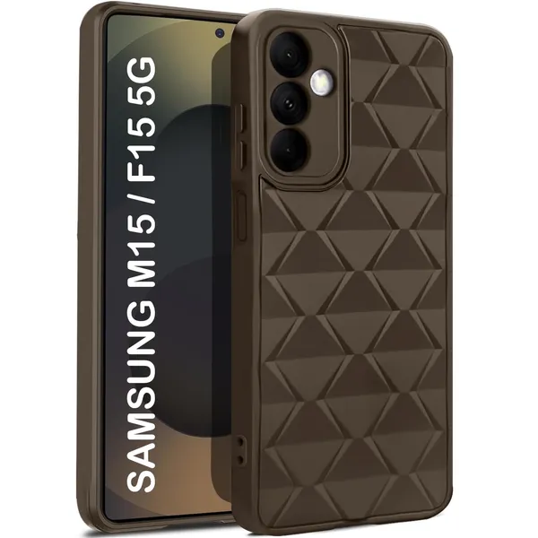 TRUEUPGRADE_Diamond_Cut-Out_Back_Case_Cover_for_Samsung_Galaxy_M15_/_F15_(5G)_|_Stylish_&_Protective_Case_|_Silicone_Stylish_Back_Case_for_Samsung_Galaxy_M15_/_F15_(5G)_-_Brown