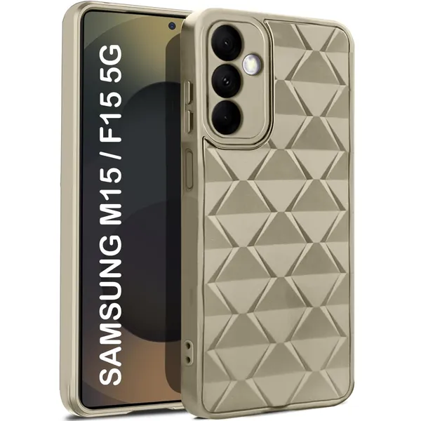 TRUEUPGRADE_Diamond_Cut-Out_Back_Case_Cover_for_Samsung_Galaxy_M15_/_F15_(5G)_|_Stylish_&_Protective_Case_|_Silicone_Stylish_Back_Case_for_Samsung_Galaxy_M15_/_F15_(5G)_-_Cream