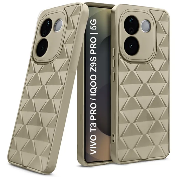 TRUEUPGRADE_Diamond_Cut-Out_Back_Case_Cover_for_Vivo_T3_Pro_5G_/_IQOO_Z9s_Pro_5G_|_Stylish_&_Protective_Case_|_Silicone_Stylish_Back_Case_for_Vivo_T3_Pro_5G_/_IQOO_Z9s_Pro_5G_-_Cream