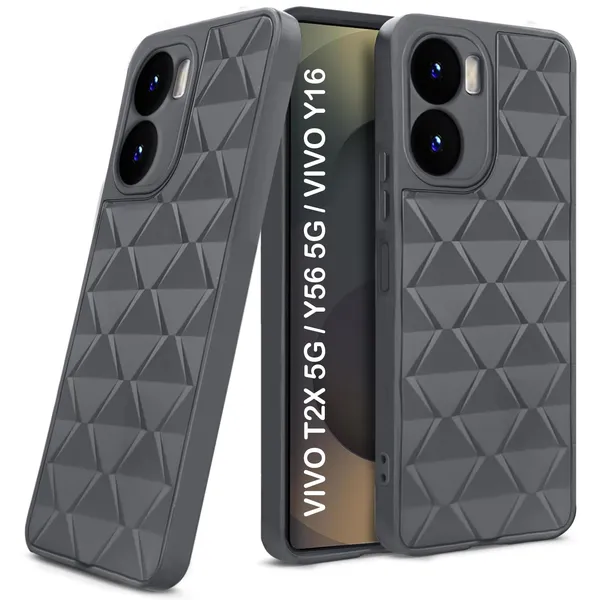 TRUEUPGRADE_Diamond_Cut-Out_Back_Case_Cover_for_Vivo_T2X_/_Y56_/_Y16_(4G)_|_Stylish_&_Protective_Case_|_Silicone_Stylish_Back_Case_for_Vivo_T2X_/_Y56_/_Y16_(4G)_-_Grey