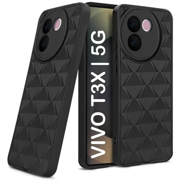 TRUEUPGRADE_Diamond_Cut-Out_Back_Case_Cover_for_Vivo_T3X_(5G)_|_Stylish_&_Protective_Case_|_Silicone_Stylish_Back_Case_for_Vivo_T3X_(5G)_-_Cream