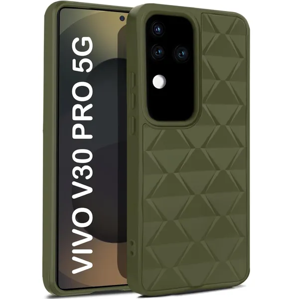 TRUEUPGRADE_Diamond_Cut-Out_Back_Case_Cover_for_Vivo_V30_/_V30_Pro_5G_|_Stylish_&_Protective_Case_|_Silicone_Stylish_Back_Case_for_Vivo_V30_/_V30_Pro_5G_-_Military_Green