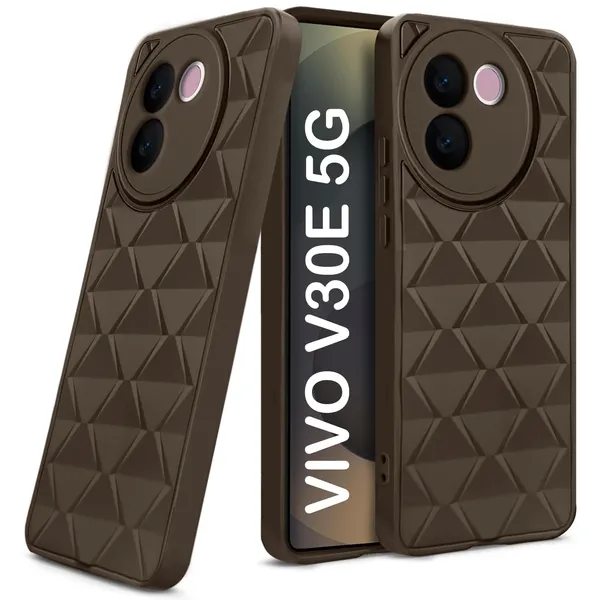 TRUEUPGRADE_Diamond_Cut-Out_Back_Case_Cover_for_Vivo_V30e_5G_|_Stylish_&_Protective_Case_|_Silicone_Stylish_Back_Case_for_Vivo_V30e_5G_-_Brown