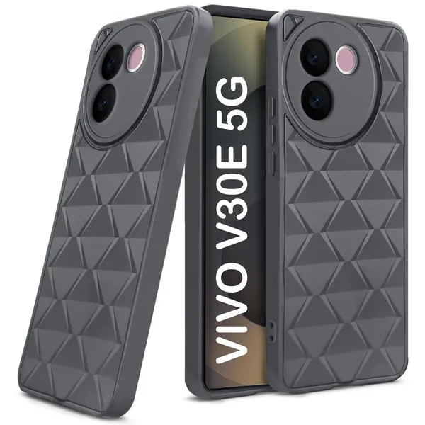 TRUEUPGRADE_Diamond_Cut-Out_Back_Case_Cover_for_Vivo_V30e_5G_|_Stylish_&_Protective_Case_|_Silicone_Stylish_Back_Case_for_Vivo_V30e_5G_-_Grey