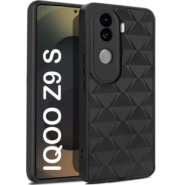 TRUEUPGRADE_Diamond_Cut-Out_Back_Case_Cover_for_Vivo_V40e_/_iQOO_Z9s_5G_|_Stylish_&_Protective_Case_|_Silicone_Stylish_Back_Case_for_Vivo_V40e_/_iQOO_Z9s_5G_-_Blue