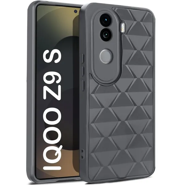 TRUEUPGRADE_Diamond_Cut-Out_Back_Case_Cover_for_Vivo_V40e_/_iQOO_Z9s_5G_|_Stylish_&_Protective_Case_|_Silicone_Stylish_Back_Case_for_Vivo_V40e_/_iQOO_Z9s_5G_-_Grey