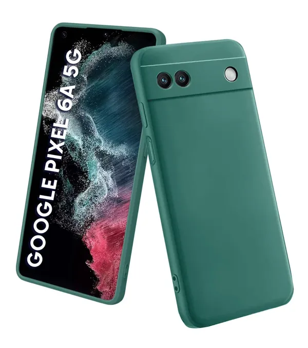 TRUEUPGRADE_Liquid_Silicone_Google_Pixel_6A_Case_Cover_|_Microfiber_Inside_|_360_Degree_Protection_Back_Case_Cover_for_Google_Pixel_6A_(Green)