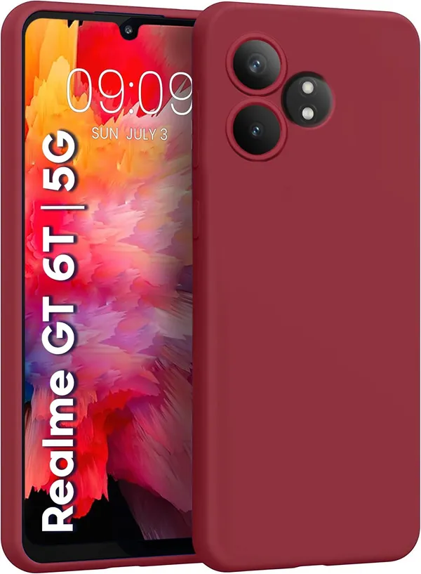 TRUEUPGRADE_Liquid_Silicone_Designed_Back_Case_Cover_for_Realme_GT_6_|_GT_6T_5G_|_Microfiber_Inside,_Full_Protection_|_Bumper_Back_Cover_Case_for_Realme_GT_6_|_GT_6T_5G_-_Wine