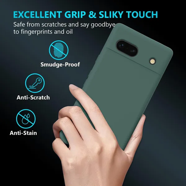 TRUEUPGRADE_Compatible_with_Google_Pixel_7A_Cover,_Liquid_Silicone_Cover,_Full_Body_Protective_Cover,_Shockproof,_Slim_Phone_Cover,_Anti-Scratch_Soft_Microfiber_Lining_-_Green