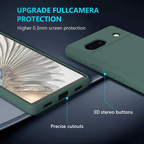 TRUEUPGRADE_Compatible_with_Google_Pixel_7A_Cover,_Liquid_Silicone_Cover,_Full_Body_Protective_Cover,_Shockproof,_Slim_Phone_Cover,_Anti-Scratch_Soft_Microfiber_Lining_-_Green