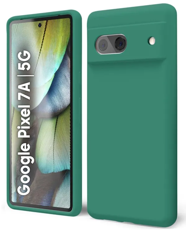 TRUEUPGRADE_Compatible_with_Google_Pixel_7A_Cover,_Liquid_Silicone_Cover,_Full_Body_Protective_Cover,_Shockproof,_Slim_Phone_Cover,_Anti-Scratch_Soft_Microfiber_Lining_-_Green