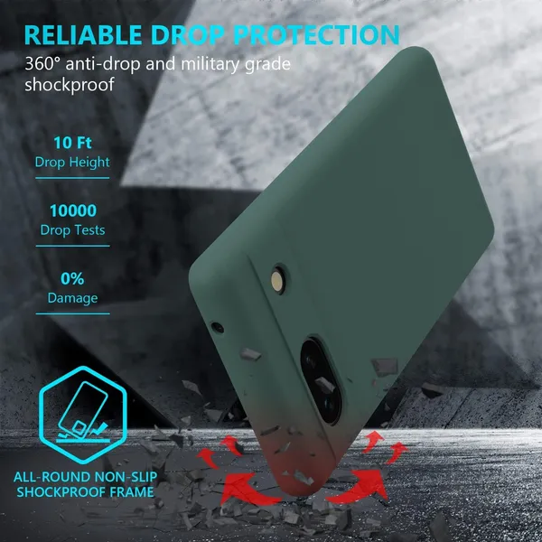 TRUEUPGRADE_Compatible_with_Google_Pixel_7A_Cover,_Liquid_Silicone_Cover,_Full_Body_Protective_Cover,_Shockproof,_Slim_Phone_Cover,_Anti-Scratch_Soft_Microfiber_Lining_-_Green