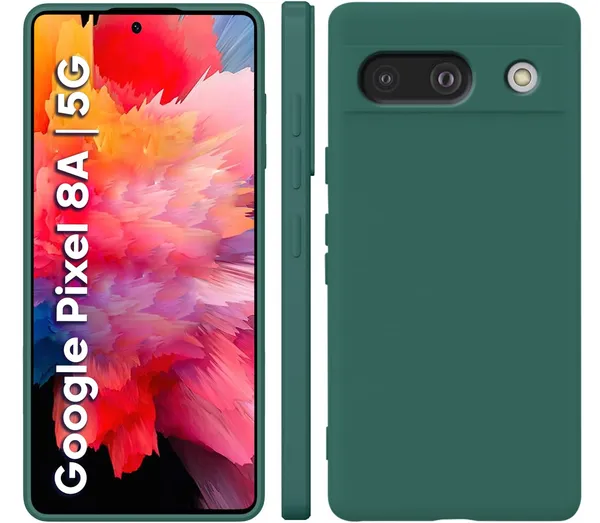 TRUEUPGRADE_Compatible_with_Google_Pixel_8A_5G_Back_Cover_Case,_Liquid_Silicone_Cover,_Full_Body_Protective_Cover,_Shockproof,_Slim_Phone_Cover,_Anti-Scratch_Soft_Microfiber_Lining_-_Green