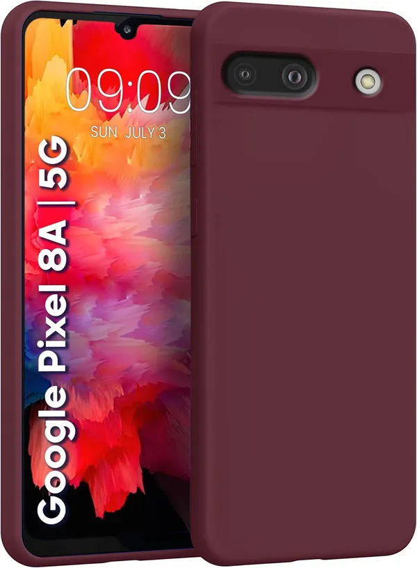 Google_Pixel_8A_5G_Wine_Silicone_Protective_Back_Case_Cover