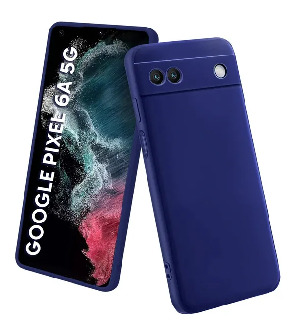TRUEUPGRADE_Silicone_Back_Case_Cover_Compatible_with_Google_Pixel_6A_Case_Cover_|Raised_Lip_Protection_Back_Case_Cover_for_Google_Pixel_6A_-_Blue