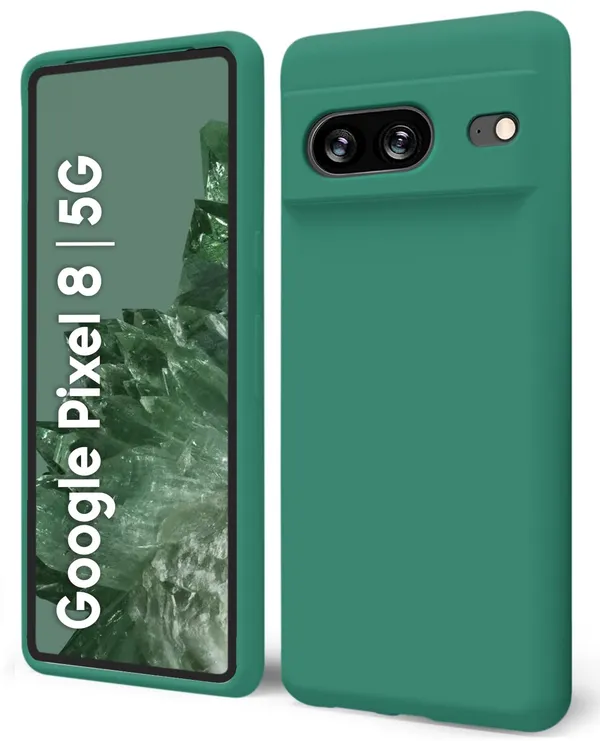 TRUEUPGRADE_Liquid_Silicone_Designed_Back_Case_Cover_for_Google_Pixel_8_|_Microfiber_Inside_|_Bumper_Back_Cover_Case_for_Google_Pixel_8_-_Green