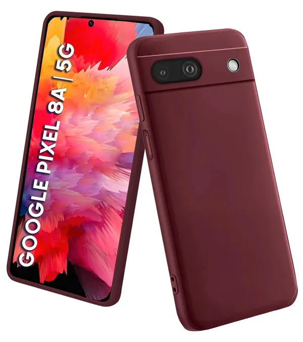 TRUEUPGRADE_Liquid_Silicone_Designed_Back_Case_Cover_for_Google_Pixel_8A_|_Microfiber_Inside,_Full_Protection_|_Bumper_Back_Cover_Case_for_Google_Pixel_8A_-_Wine
